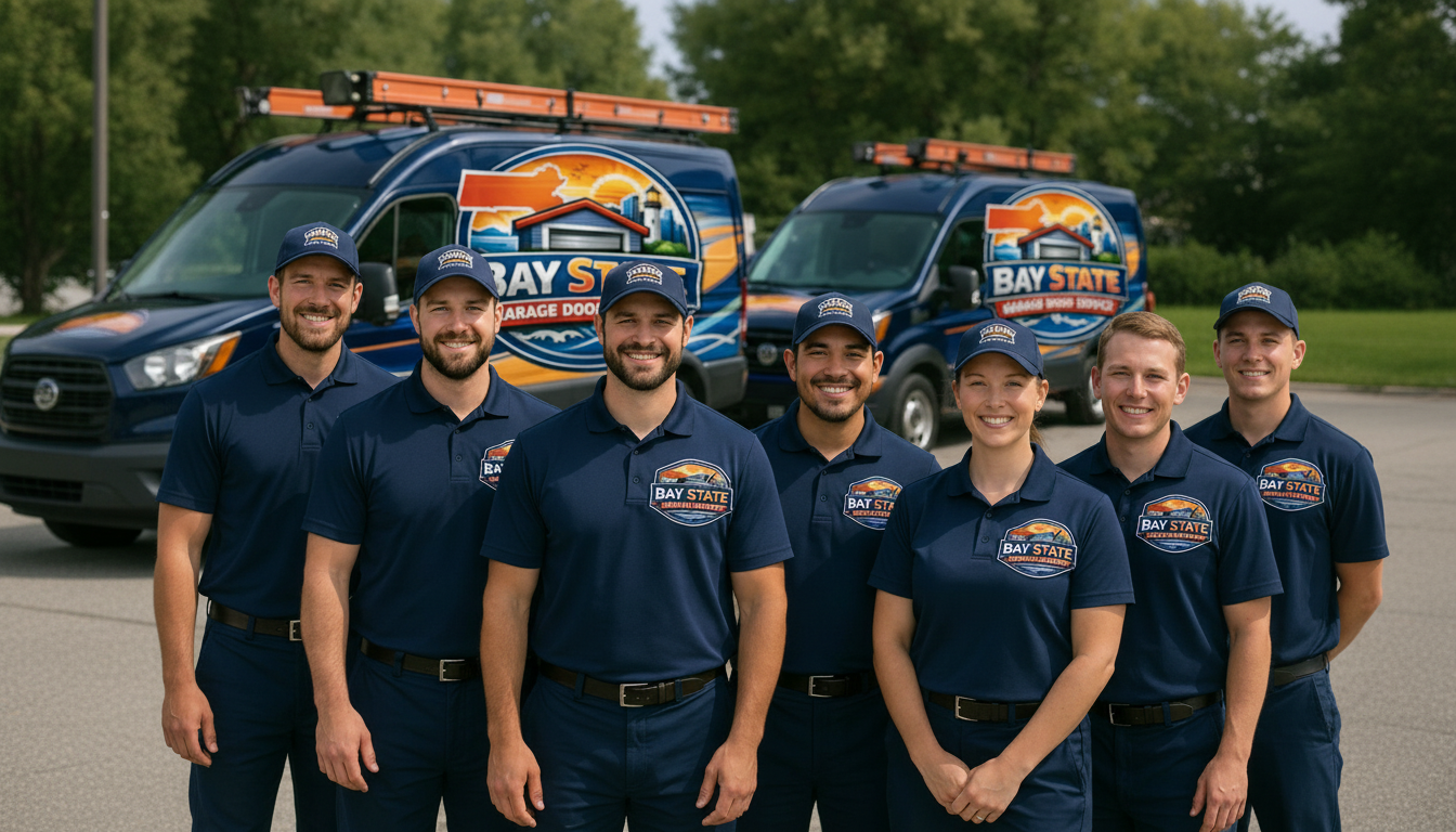 Bay State Garage Door Service professional technician team with service vans